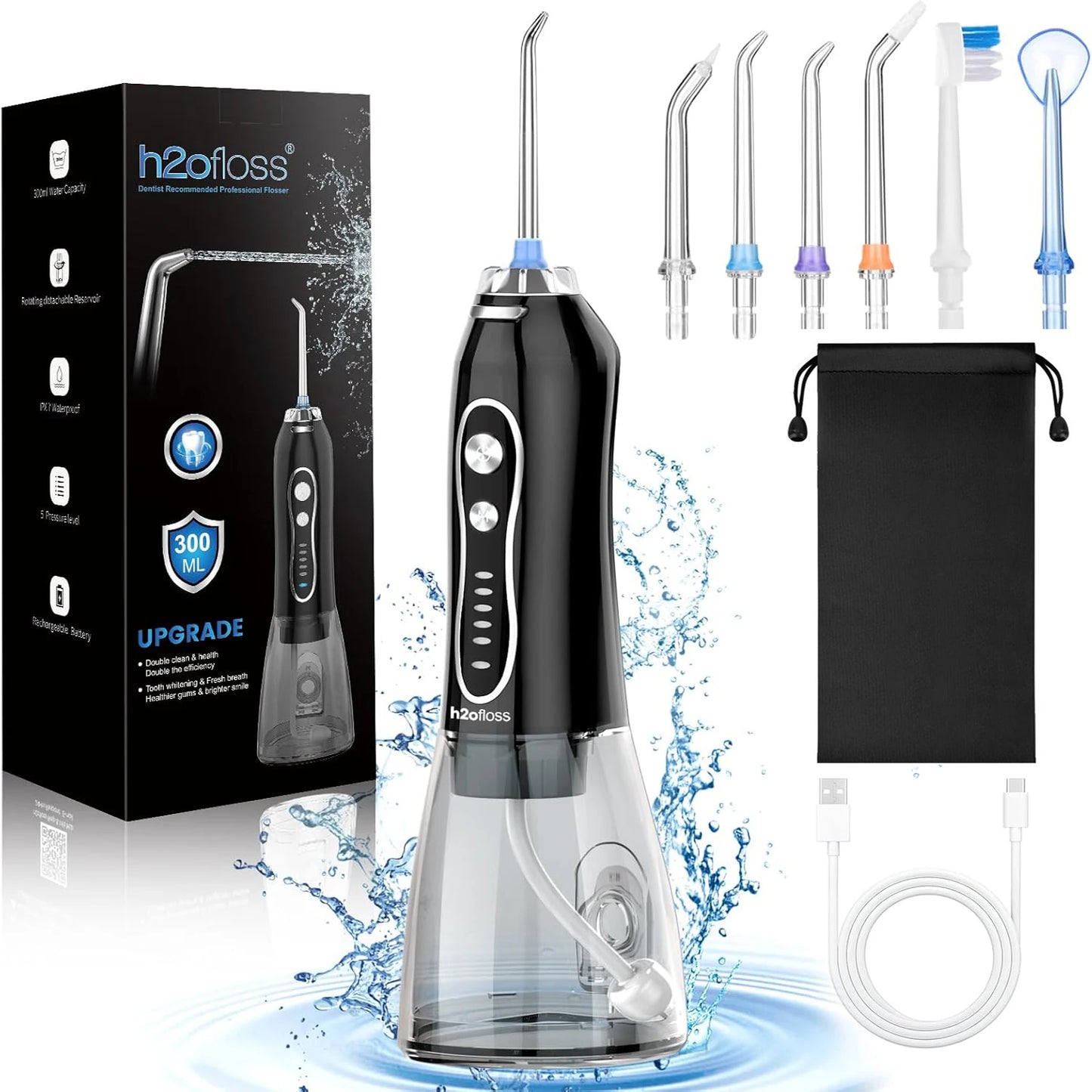h2ofloss Portable Water Flosser – 5 Modes