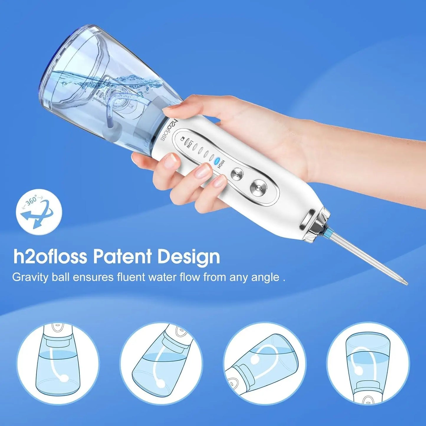 h2ofloss Portable Water Flosser – 5 Modes