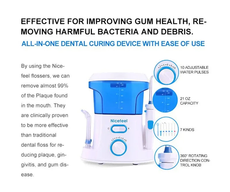 Countertop Water Flosser 600ml – 7 Nozzles