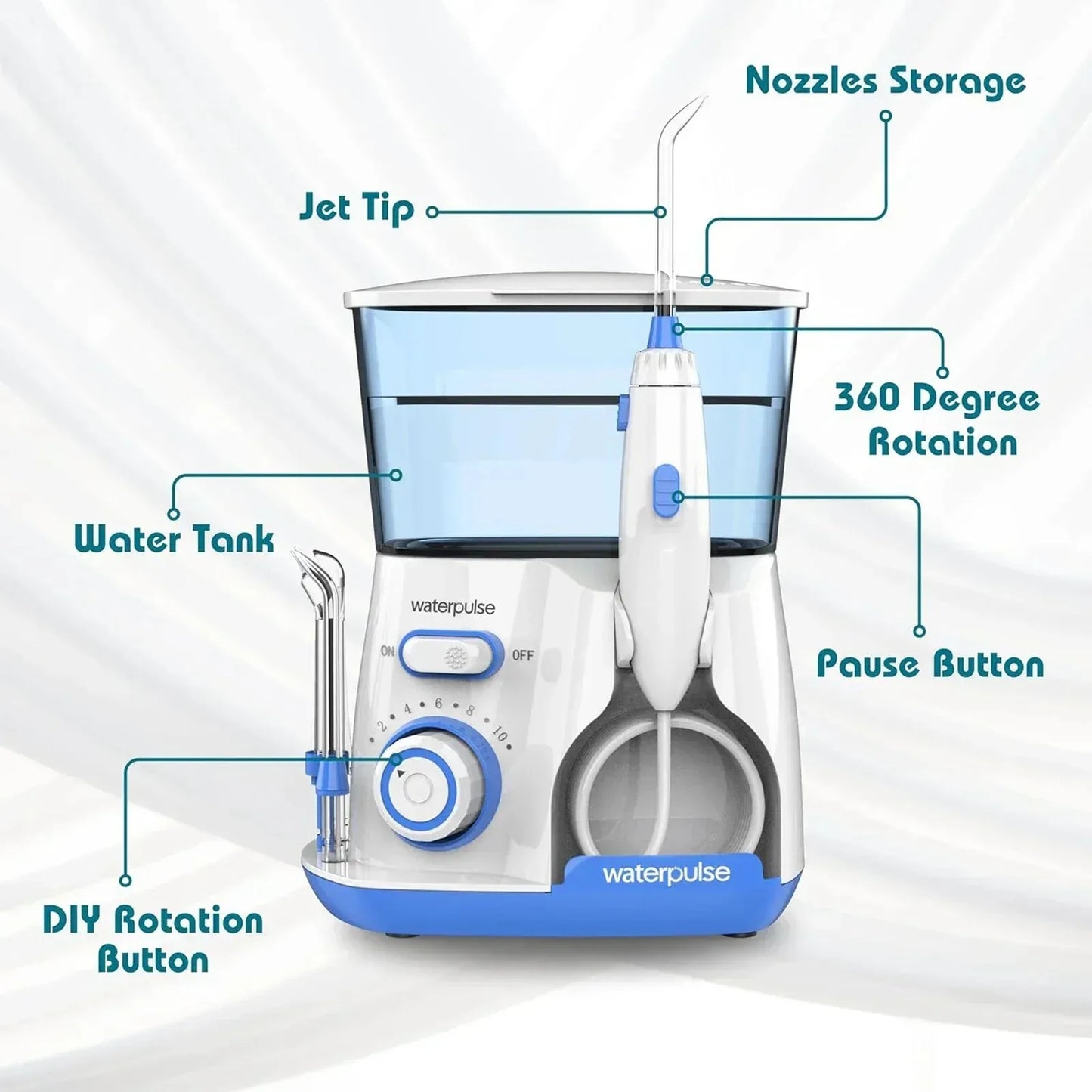 Electric Water Jet Flosser 800ml – 5 Tips